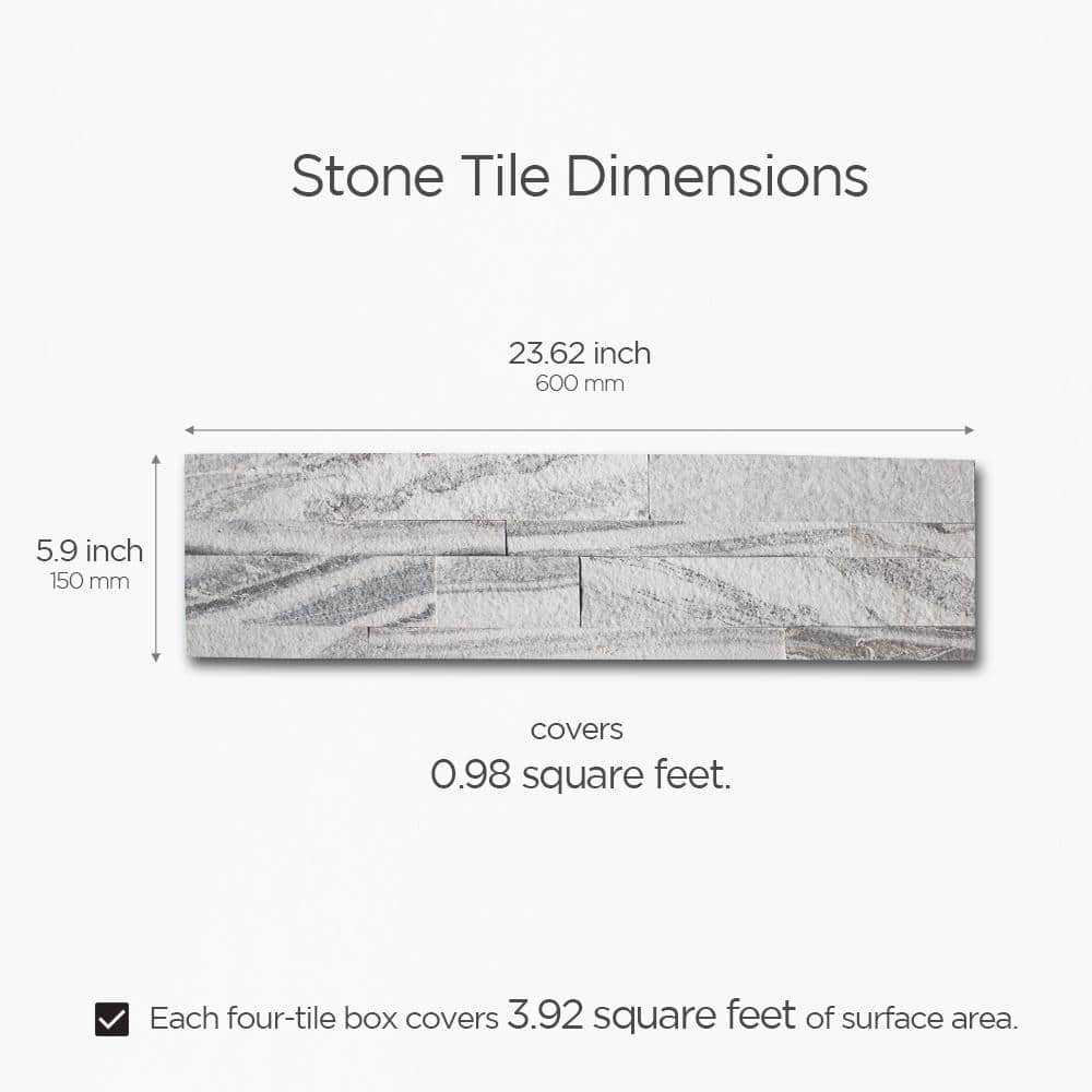 Gray Sand 24'' x 6'' Natural Stone Peel and Stick Mosaic Tile