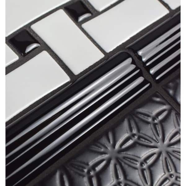 Merola Tile Nero Brillo Zen 1-1/4 in. x 7-7/8 in. Glossy Ceramic