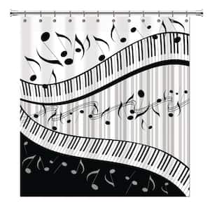 Music 72 in. Black and Gray Shower Curtain