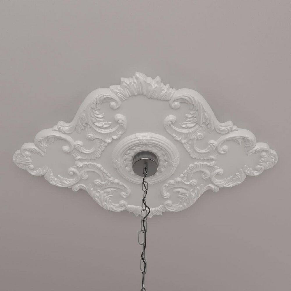 Primed White Polyurethane Piedmont Ceiling Medallion, 37" x 26"