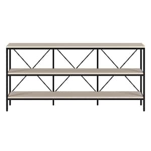Kira 64 in. Blackened Bronze and Alder White Rectangle MDF Top Console Table