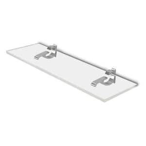 6 in. W x 0.75 in. H x 30 in. D Floating Wall Mounted Clear Acrylic Rectangular Shelf 3/4 in. Thick in Chrome Brackets