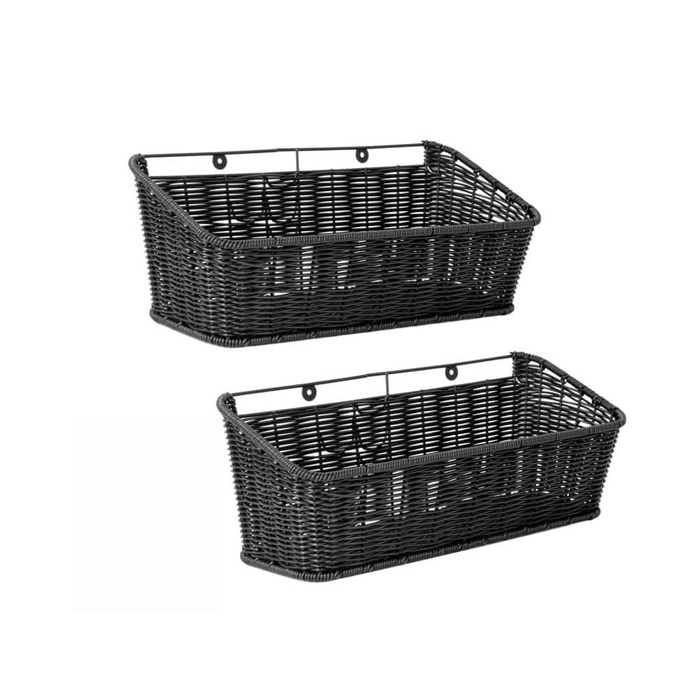"Black 14.6"" x 3.7"" Polypropylene Hanging Storage Decorative Basket, 2-Pack, Suitable for Kitchen and Bathroom Shelving" price history on PriceWatchPro