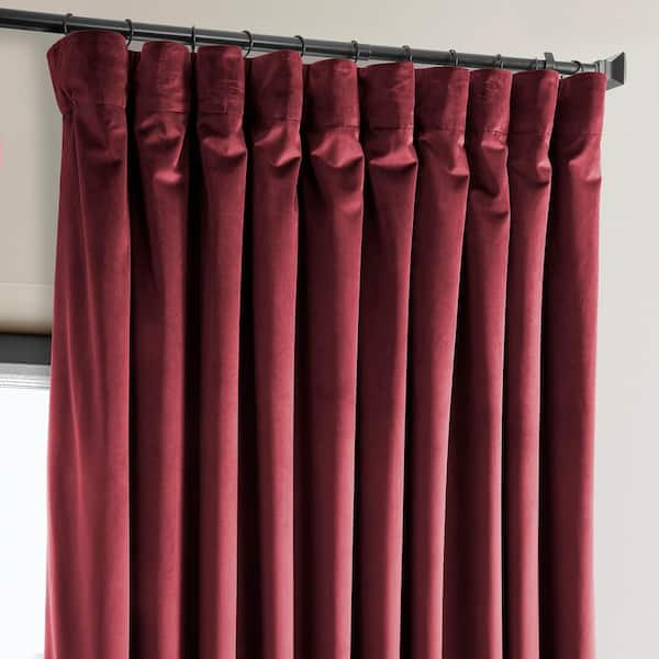 Exclusive Fabrics & Furnishings Cinema Red Heritage Plush Velvet Extrawide  Room Darkening Rod Pocket Curtain 100 in. W x 96 in. L (1-Panel)  VPYC179758-96D - The Home Depot