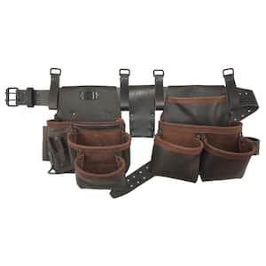 10-Pocket Oil Tanned Leather Tool Pouch Set