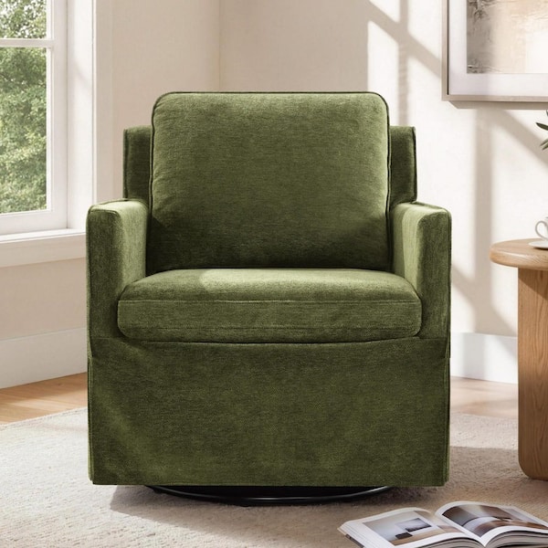 Daro Green Fabric 360°Swivel Accent Chair  with Arms,Stain-resistant, Claw-proof, and Fully Removable  Slipcover