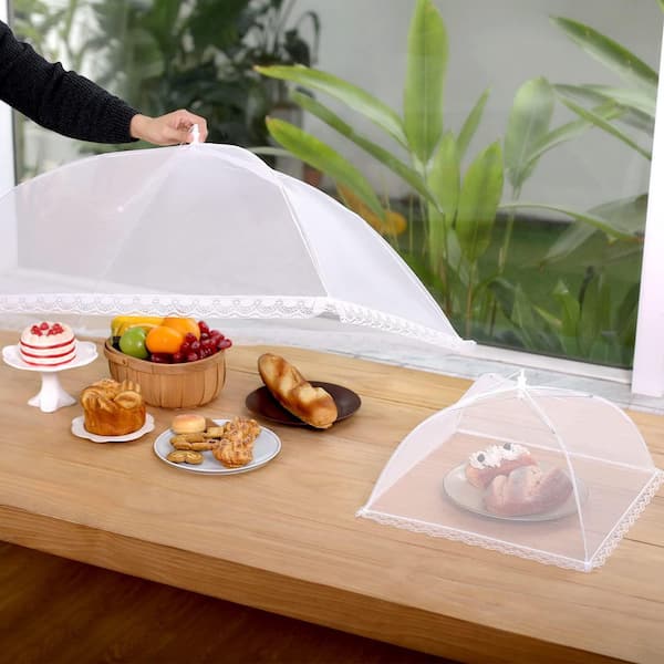 8 Piece Dense Mesh Food Covers, Extra Large, Collapsible, Rust-Proof Steel Frame, Bug Proof Outdoor Food Tent Set