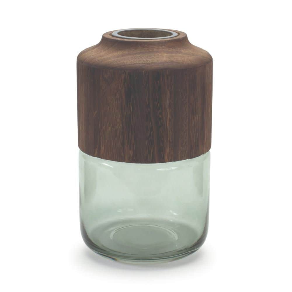 "11"" Brown And Sage Glass Round Table Vase With Wood" price history on PriceWatchPro