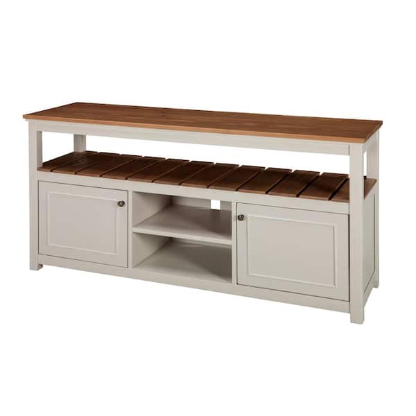 Alaterre Furniture Savannah 58 in. Ivory Wood TV Stand Fits TVs Up to 64 in. with Storage Doors
