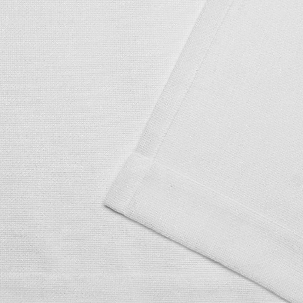 White Polyester Room-Darkening Tab Top Curtain Panels