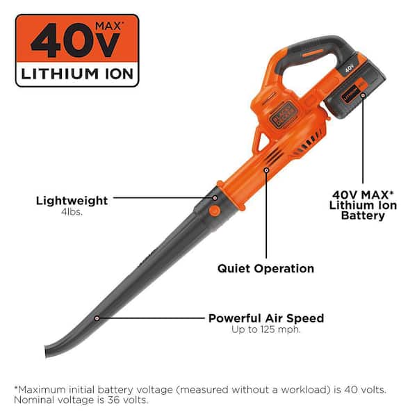 40V MAX 125 MPH 90 CFM Cordless Battery Powered Handheld Leaf Blower Kit with (1) 1.5Ah Battery & Charger