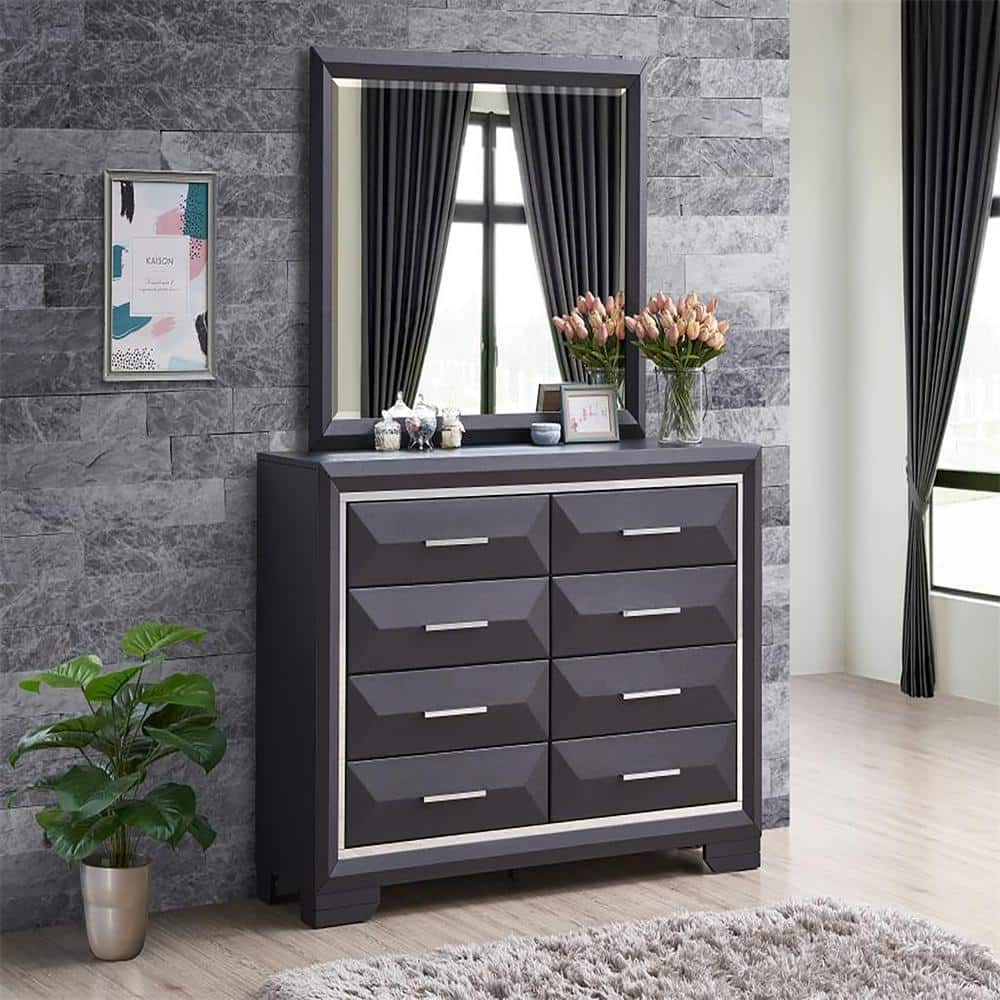Liverpool Black 8-Drawers 17 in. Wide Dresser