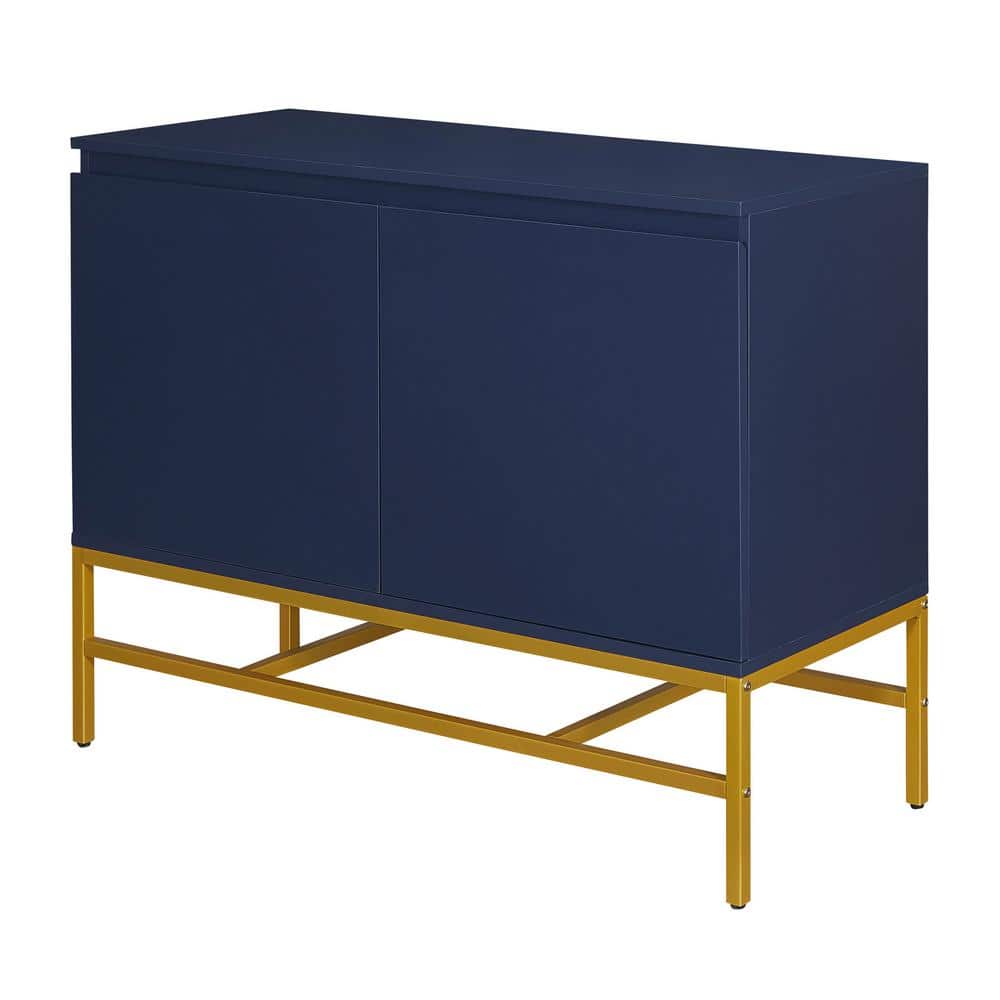 39.40 in. W x 15.70 in. D x 28.70 in. H Navy Blue Linen Cabinet 2-Door Side