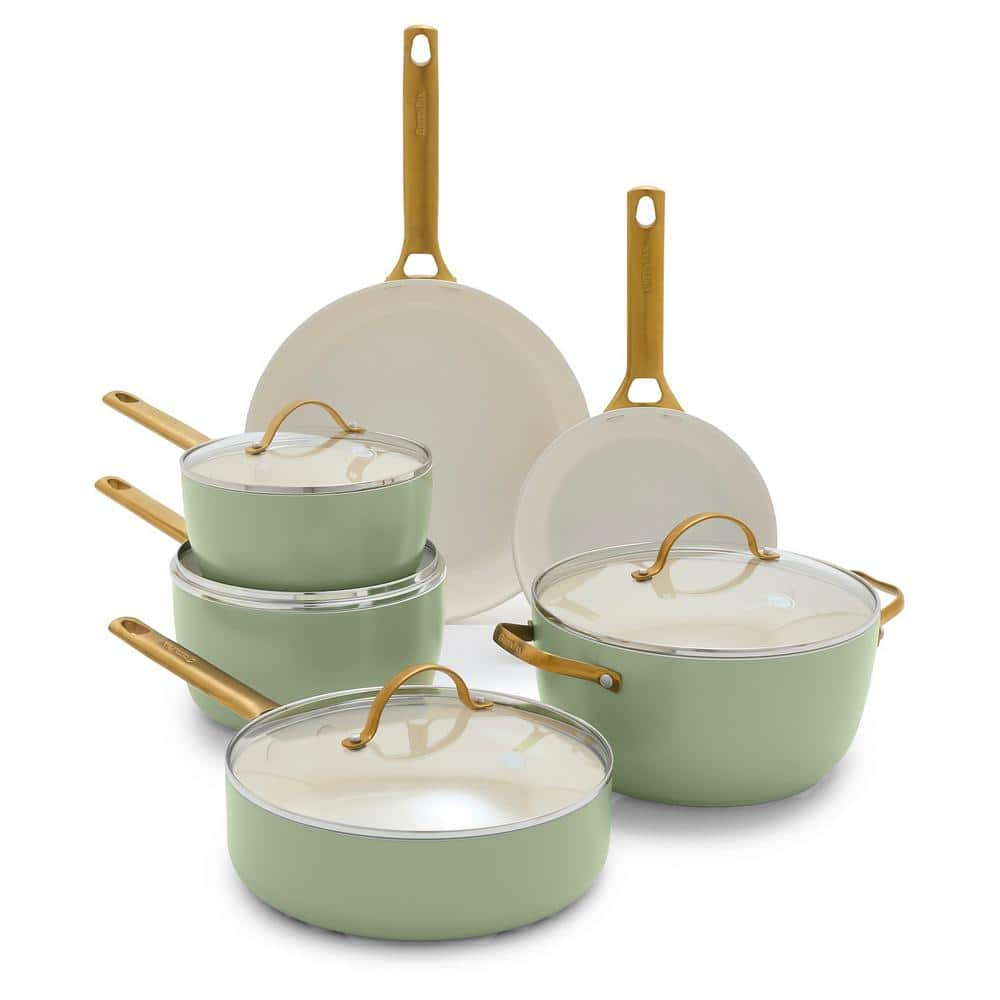 UPC 885837038569 product image for Reserve 10-Piece Ceramic Non-Stick Cookware Set in Sage | upcitemdb.com