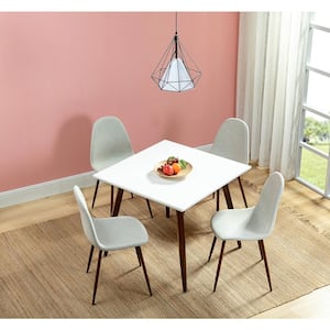 Eisden White Square Dining Table with Coffee Metal Legs