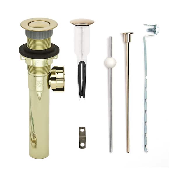 PF WaterWorks EasyPOPUP Pop-Up Drain, Easy Install/Remove Stopper, Matching ABS Body w/o Overflow, 1.6-2" Sink Hole, Pol. Brass