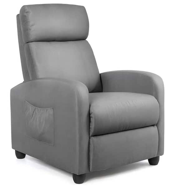 Gray Recliner Massage Single Chair 3 Position Chair with Side Pocket