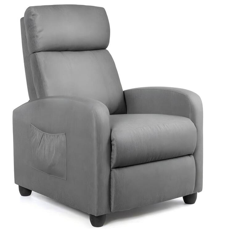Gray Recliner Massage Single Chair 3 Position Chair with Side Pocket