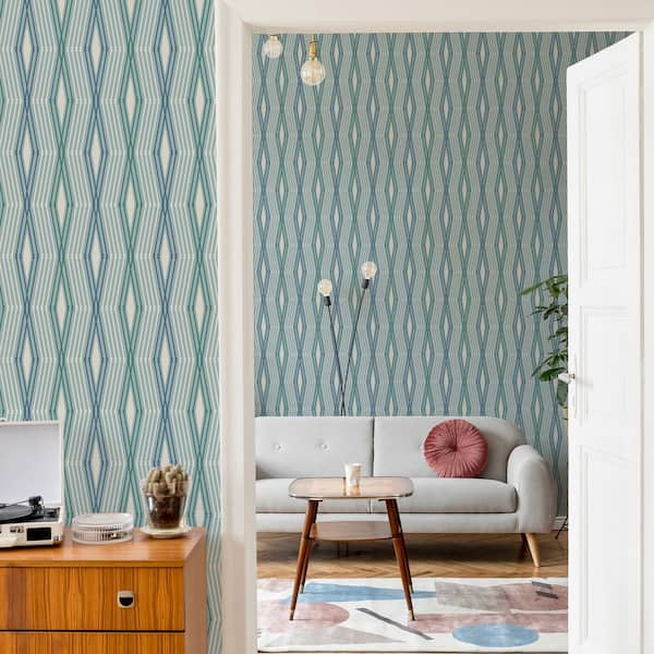 Hard Edge Ogee Chambray Peel and Stick Wallpaper