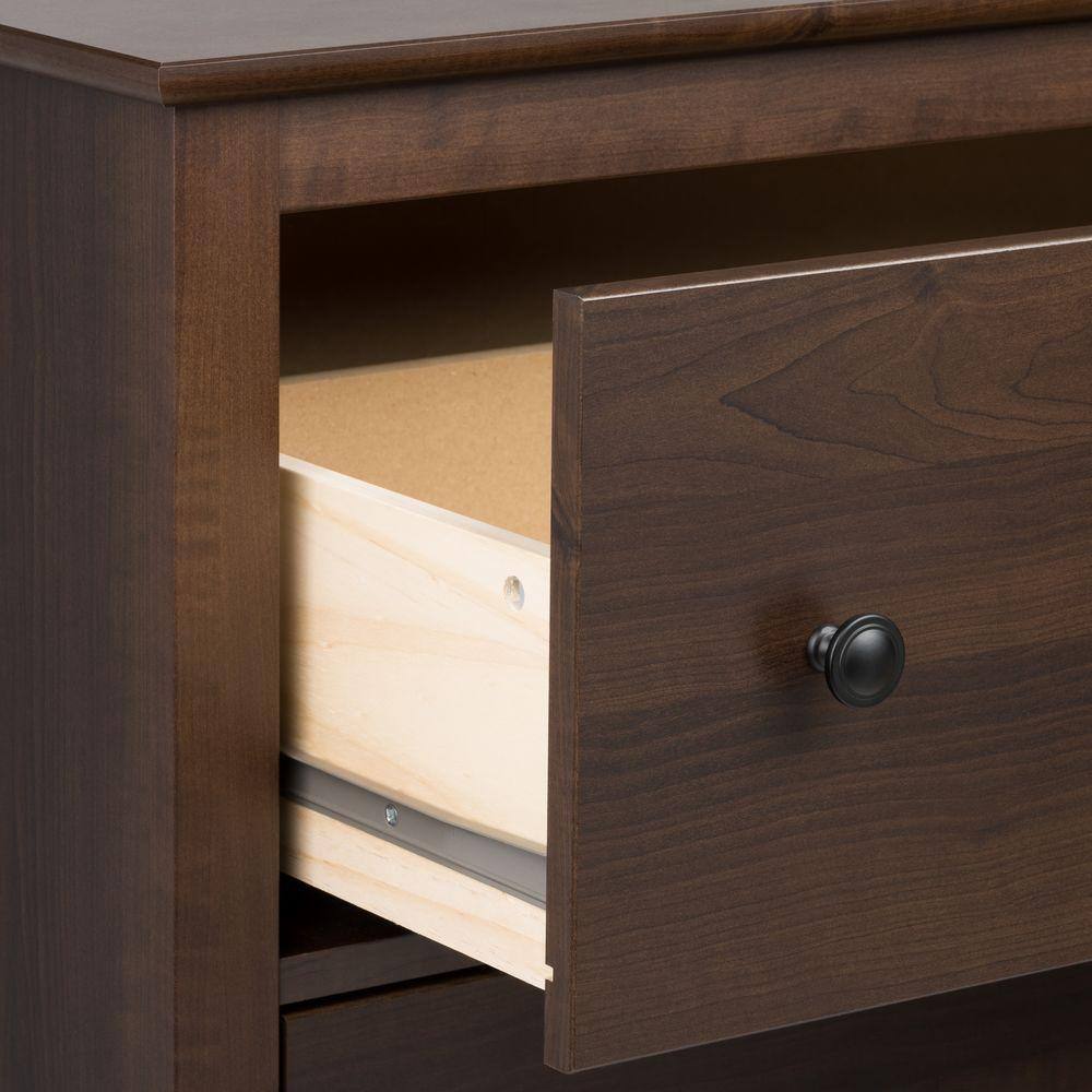 Espresso Tall 2-Drawer Nightstand with Open Cubby