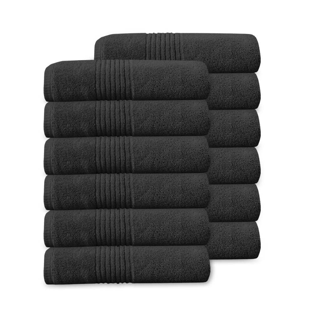 "Home Weavers Hazel 500GSM 100% Cotton Zero Twist Super Absorbent Bath Towel Set, 27""x54"" (12)(12 Bath Towels), Black" price history on PriceWatchPro