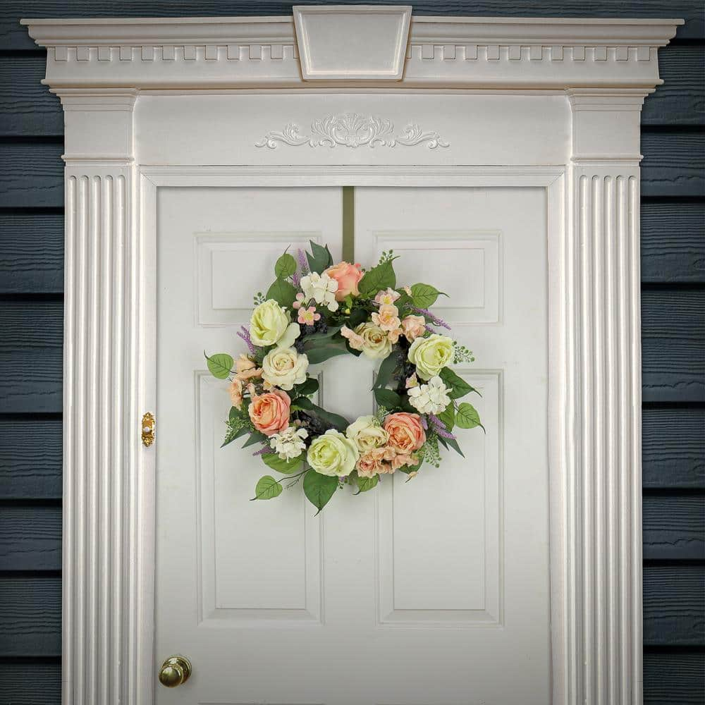 National Tree Company 24 in. Artificial Rose and Peony Flowers Wreath ...