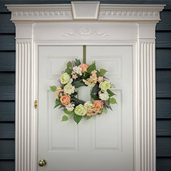 National Tree Company 24 in. Artificial Rose and Peony Flowers Wreath