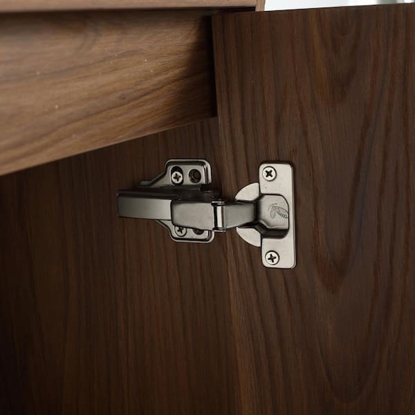 29.5 in. W x 18.1 in. D x 33.5 in. H Single Bath Vanity in Brown Walnut Finish with White Solid Surface Resin Sink