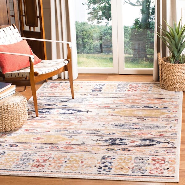 Charleston Ivory/Rust 9 ft. x 12 ft. Geometric Area Rug