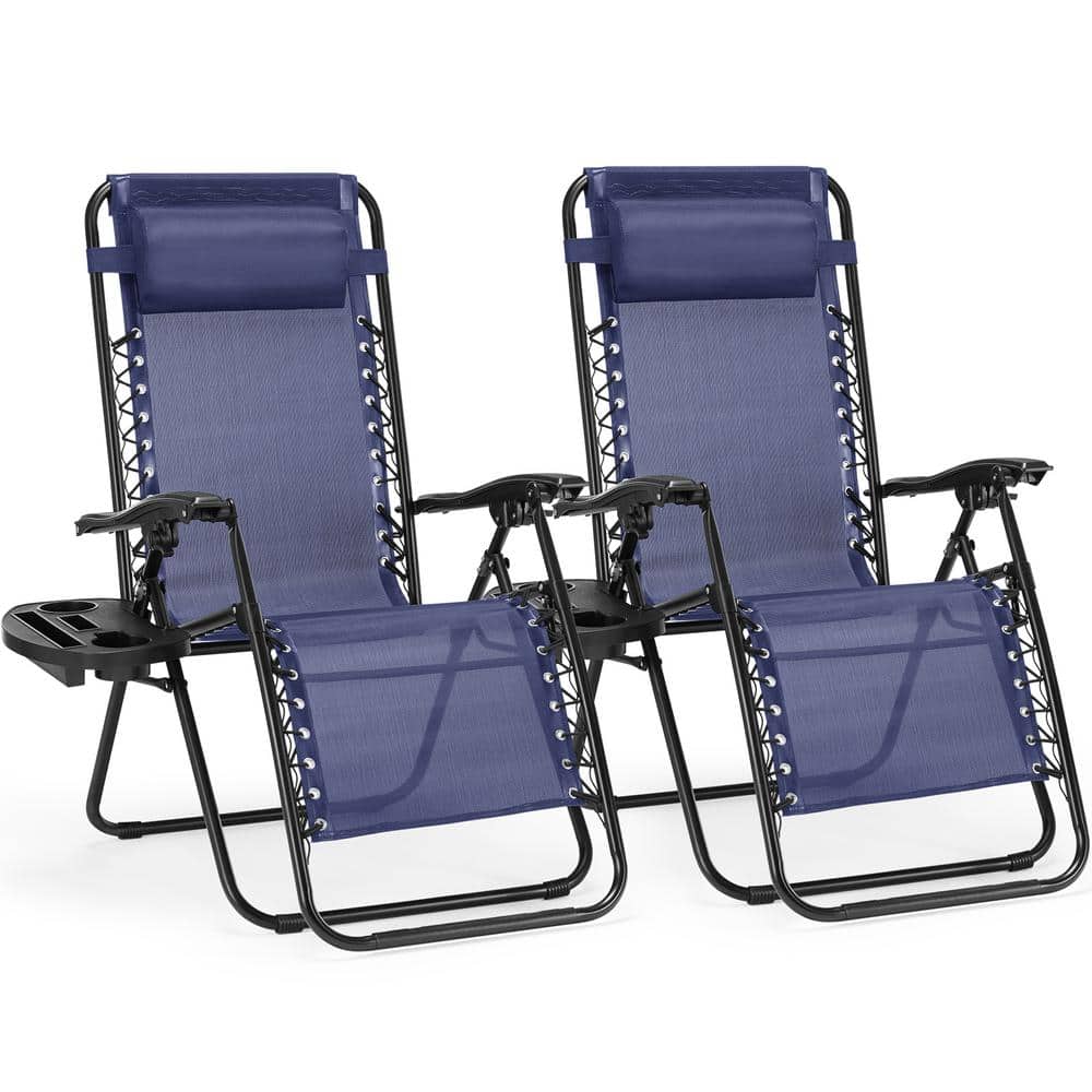 Matel Outdoor Zero Cravity Lounge Chairs, Patio Folding Recliners with Pill