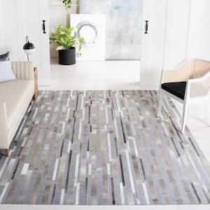 Studio Leather Ivory Gray 8 ft. x 10 ft. Abstract Geometric Area Rug