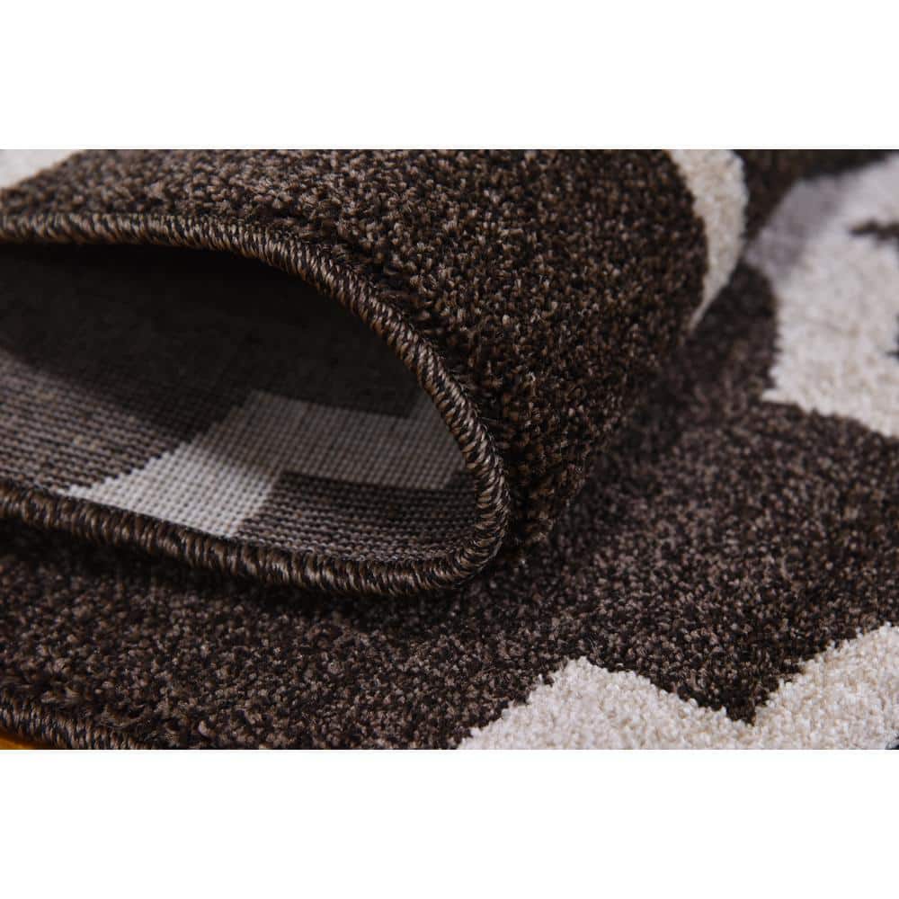 Elegant Harmony 6' x 9' Brown Trellis Synthetic Area Rug