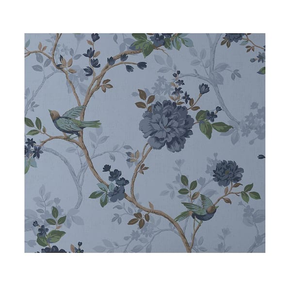 The Company Store Traditional Bird Blue Non-Pasted Wallpaper Roll (covers approx. 52 sq. ft.)
