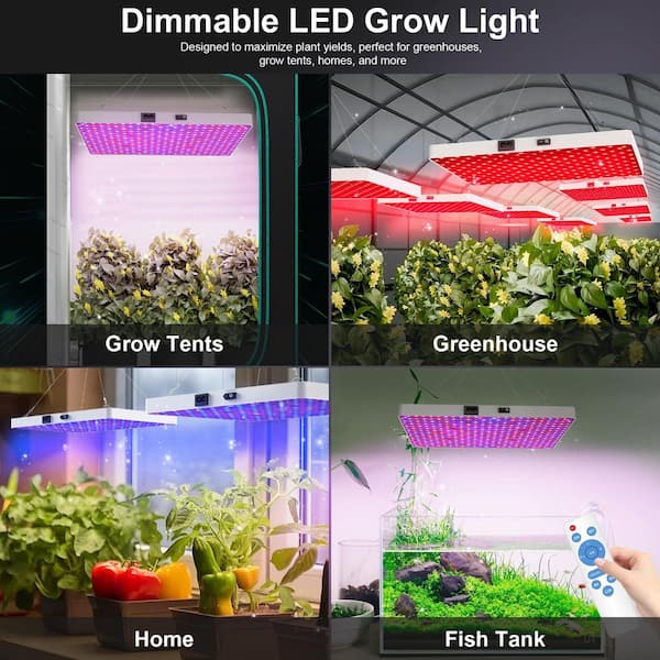 Full Spectrum Dimmable LED Grow Light with Remote Control, 3 Lighting Modes Hanging Plant Light for Indoor Seedlings