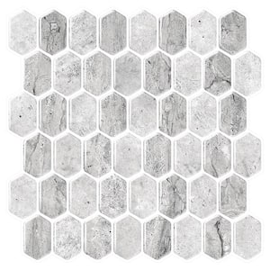Honeycomb Grigio 10 in. W x 10 in. H Gray Peel and Stick Decorative Mosaic Wall Tile Backsplash (6-Tiles)