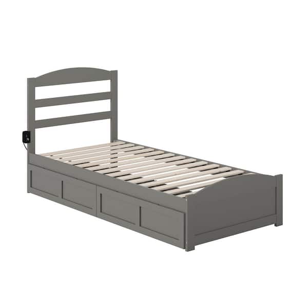 AFI Warren Grey Twin Extra Long Bed with Footboard and 2-Drawers