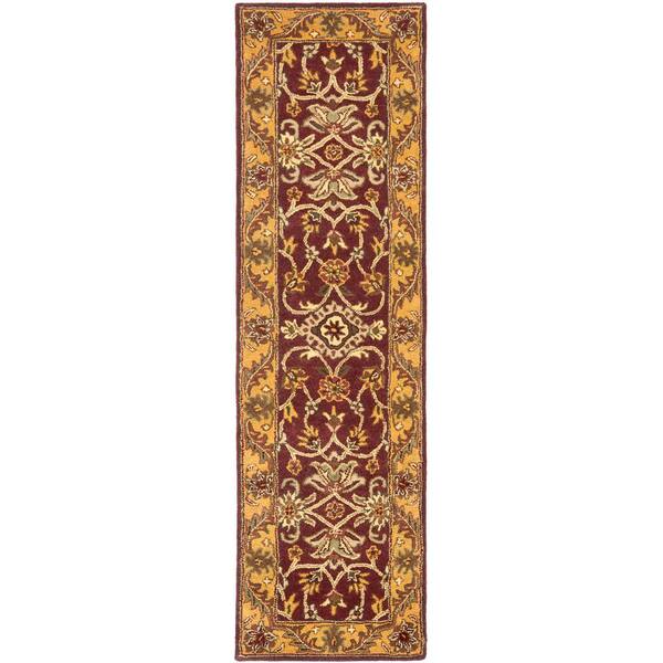 SAFAVIEH Golden Jaipur Burgundy/Gold 2 ft. x 12 ft. Border Runner Rug