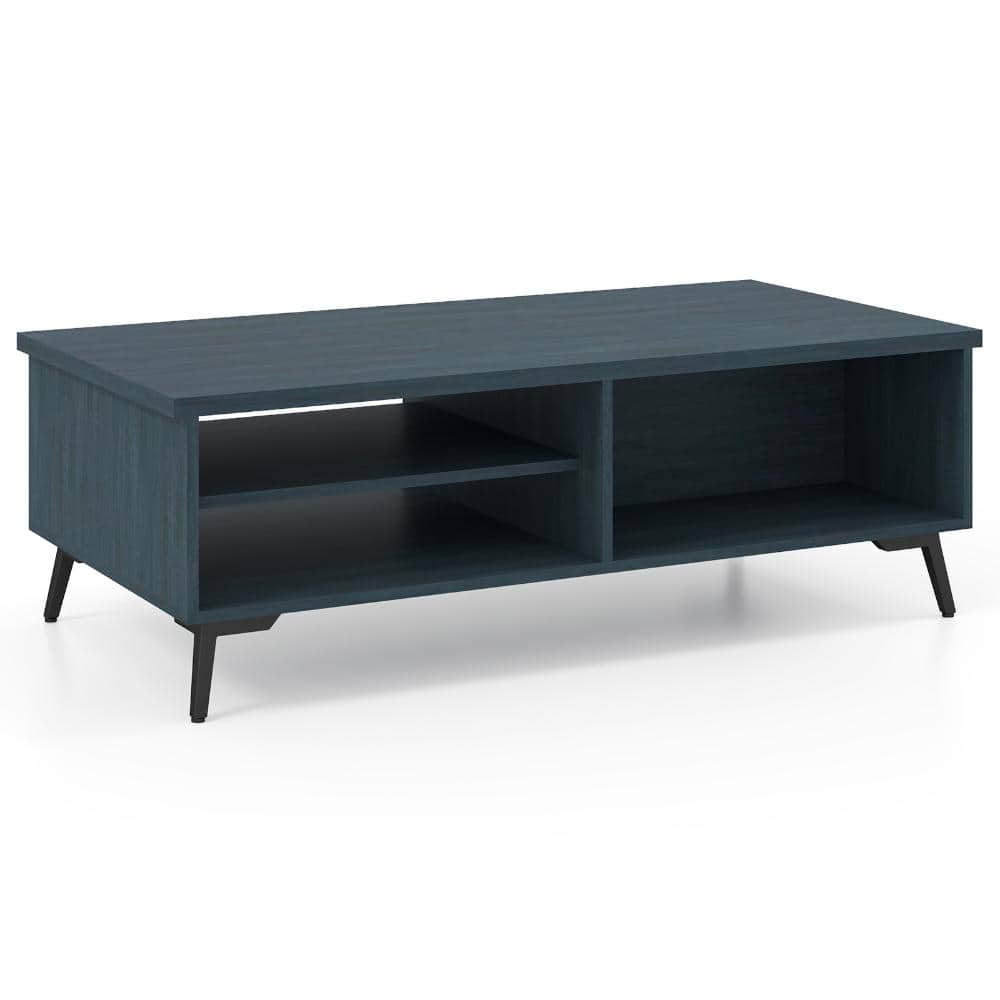 Green Rectangle Mid-Century Modern 2-Tier Coffee Table with Storage Shelves and Compartments price history on PriceWatchPro