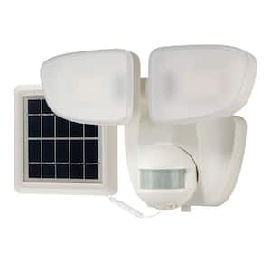 SLFS 180-Degree White Solar Powered Motion Activated Outdoor Integrated LED Flood Light 1500 Lumens