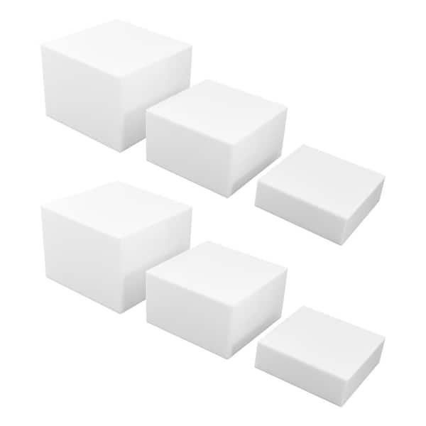 YIYIBYUS White 3-Different Sizes Modern Rectangular Display Stands with Hollow Bottoms Set of 6
