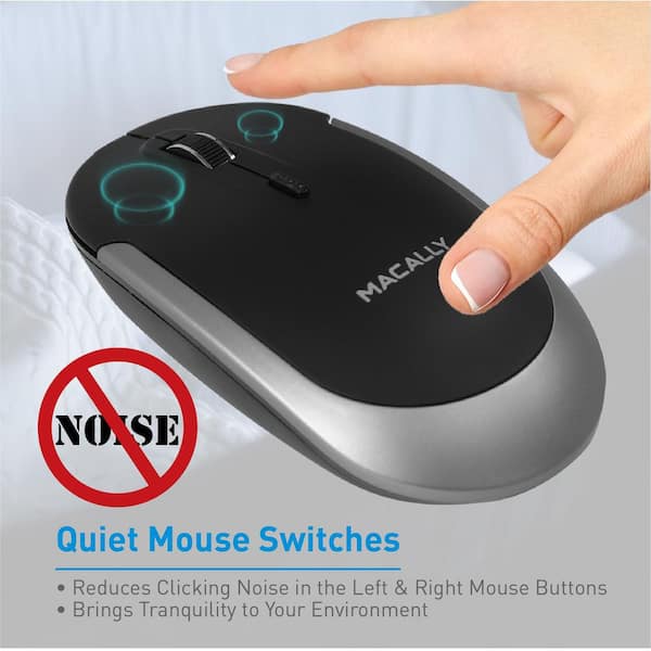 Bluetooth Wireless Optical Silent Click Mouse For Mac & PC – Macally