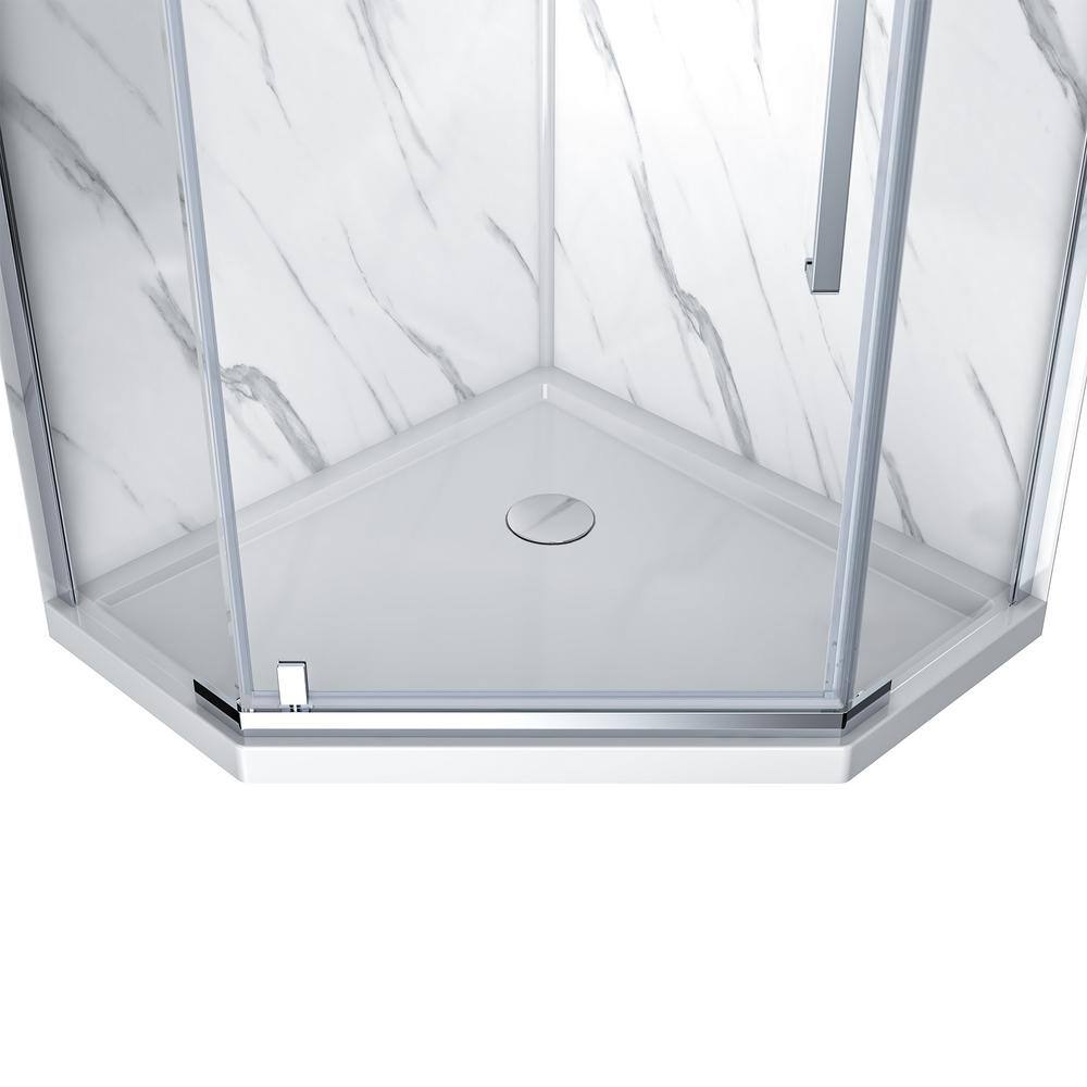 36'' W x 79'' H Chrome Neo-Angle Shower Kit with Marble Finish