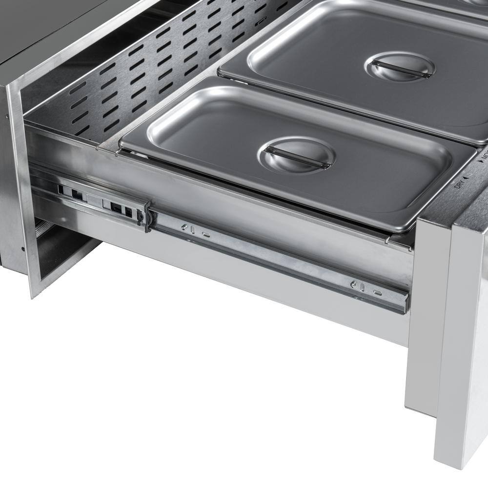 30-Inch Stainless Steel Built-In Warming Drawer with Three Compartments