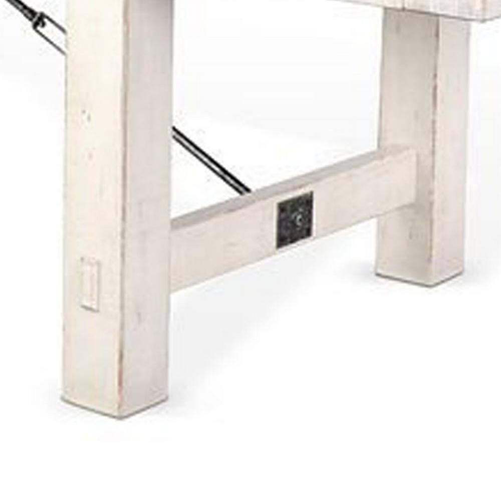 White Mahogany Extendable Dining Table with Metal Accents