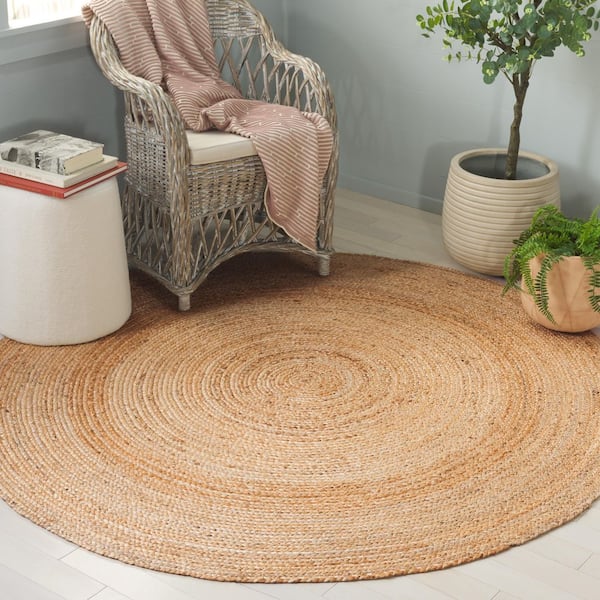 Natural Fiber 6 x 6 Natural Basket Weave Round Rug