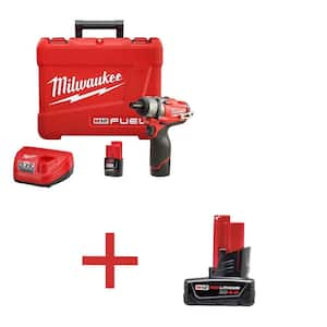 M12 12V FUEL Lithium-Ion 1/4 in. Cordless Hex Screwdriver Kit with M12 4 Ah Battery Pack