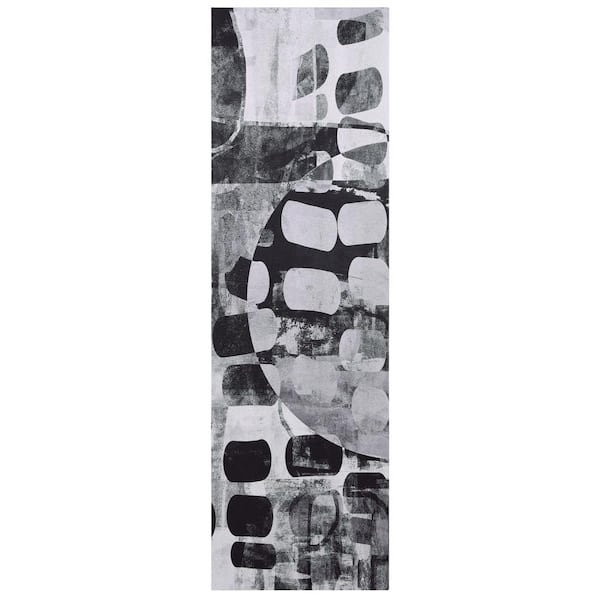 Empire Art Direct Monochrome Abstract Panel II, Black and White on Silver Shagreen Wrapped Canvas Unframed Wall Art, 72 in. x 22 in.
