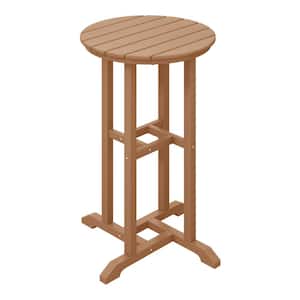 Laguna 24 in. Round Outdoor Dinining HDPE Plastic Counter Height Bistro Table in Teak