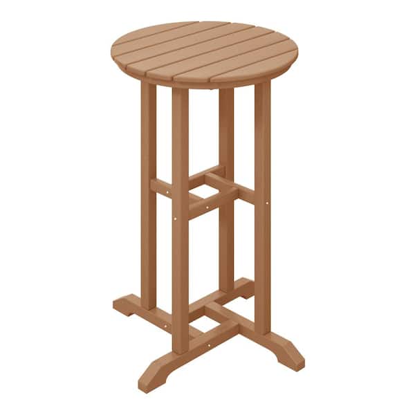WESTIN OUTDOOR Laguna 24 in. Round Outdoor Dinining HDPE Plastic Counter Height Bistro Table in Teak