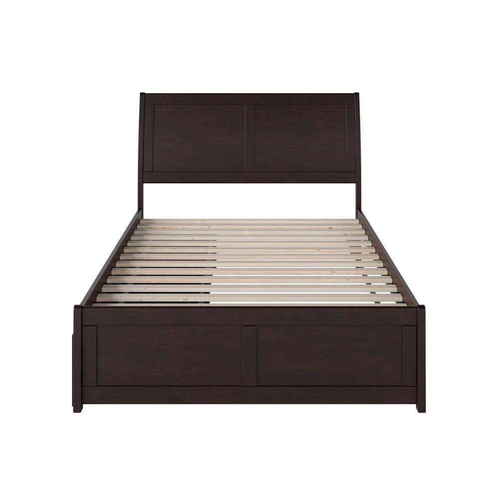 Espresso Full Platform Bed with Storage Drawers and Sleigh Headboard